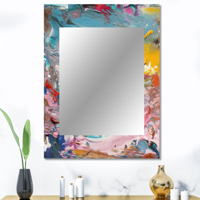 Été pastel Groove expressionnisme abstrait I - peinture abstraite grand miroir mural, miroir unique moderne, impression sur métal