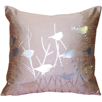 Coussin décoratif oiseaux métalliques
