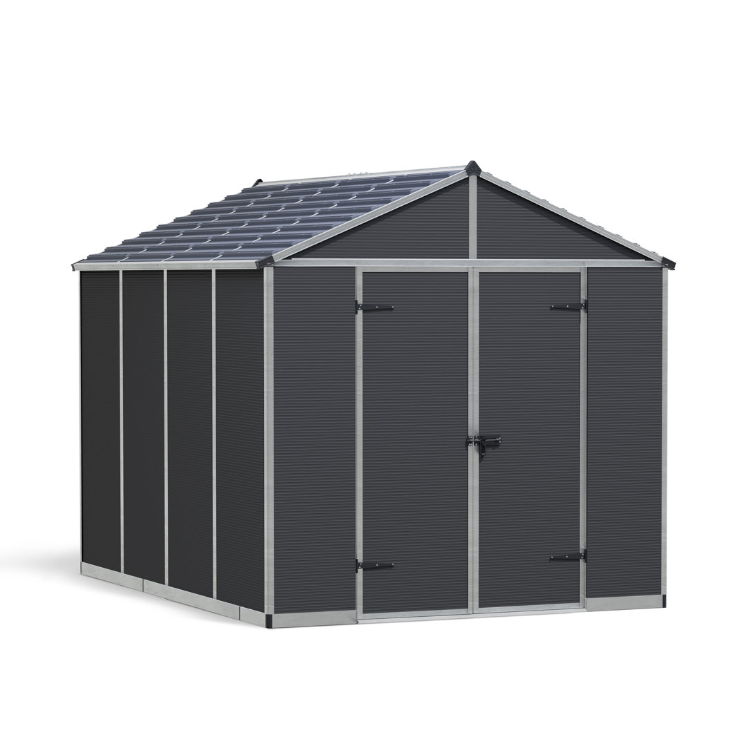Palram - Canopia Rubicon Shed 8x10 Dark Grey - Polycarbonate Panels - Reinforced Aluminum Frame - Weather Resistant - Image 4