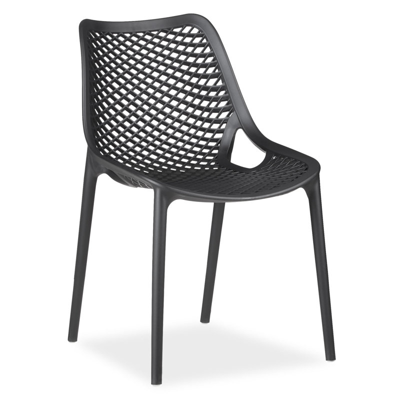Antiona Stacking Patio Dining Dining Chair, Black
