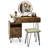 Bedroom Makeup Vanity Dressing Table Stool Set with 3 Colors Lighted Mirror Large Storage Cabinet Drawer-1629617161
