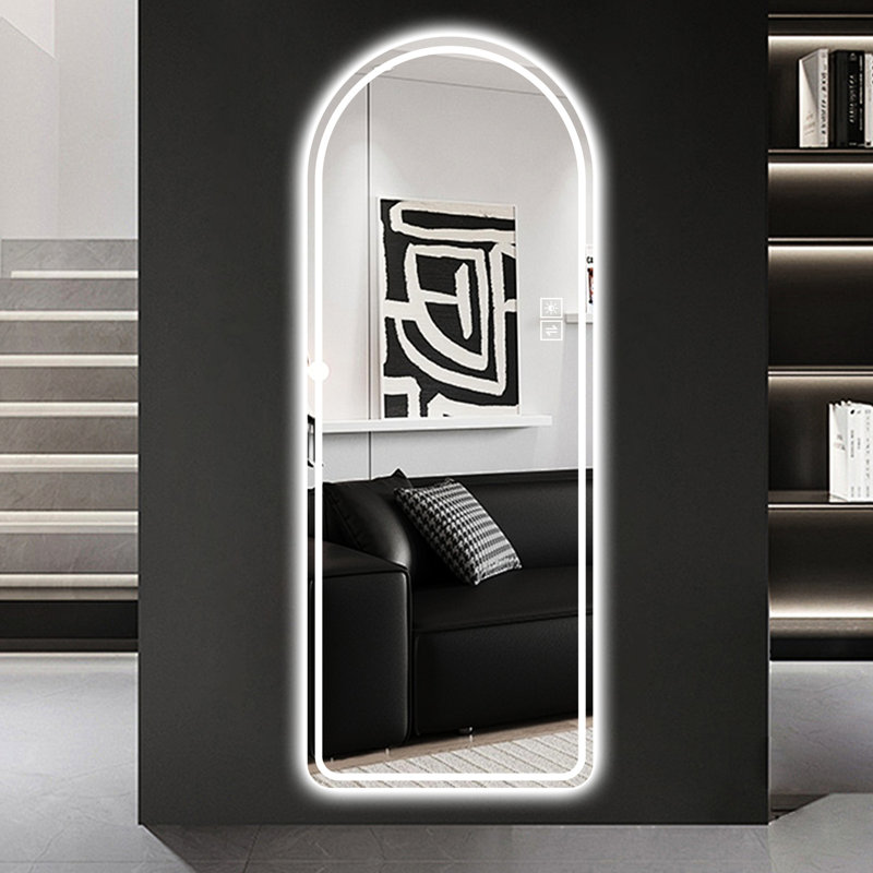 65" X 21" Led Arch Full Length Mirror. Dimmable, -Proof. Modern Style For Various Rooms. Reflection. . Adjustable Options. Clear Imaging. Two Lights Design Home. , Modes. Safe To Use