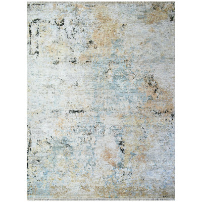 Abstract Area Rug in Blue/Yellow/Gray/Black