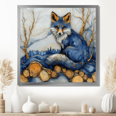 Golphin Night Fox By The Lake Landscape - Fox Canvas Wall Art