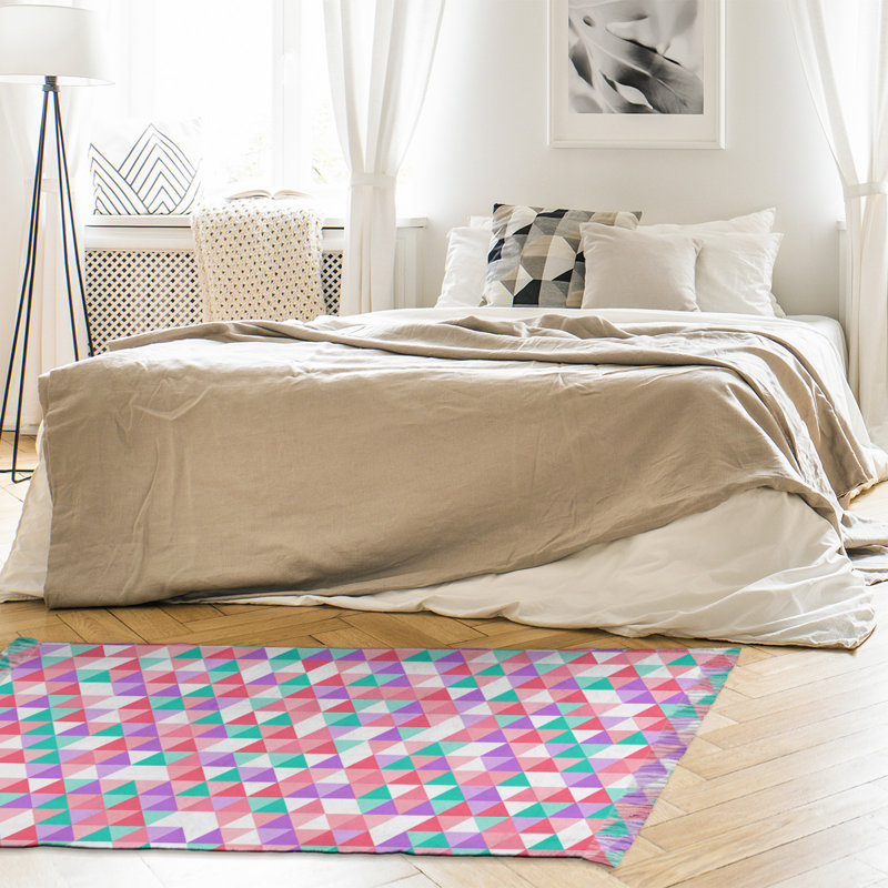 Triangle mauve/vert/beige Tapis décoratif, non