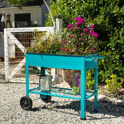 Leia Galvanized Steel Raised Garden Bed Cart with Wheels