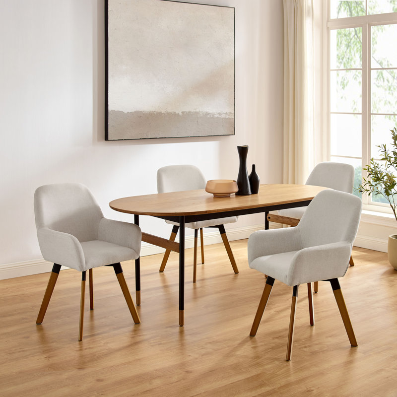 Aroya Linen Swivel Dining Armchair (Set of 4), Off White