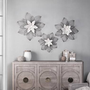 White 3D Paper Flowers Decorations for Wall Decor, Wedding, Nursery (5  Pieces)