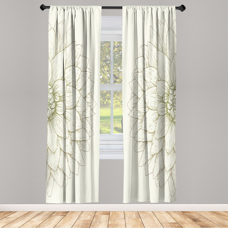 Microfiber Floral Semi-Sheer Rod Pocket Curtain Panels, 28" W x 84" L, Light Green/Green