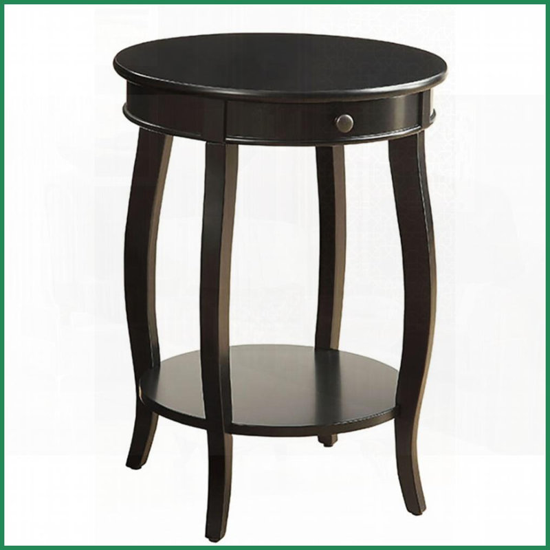 Table basse noire de style décontracté avec 1 tiroir Tablette de rangement, peu encombrante pour le salon, Noir