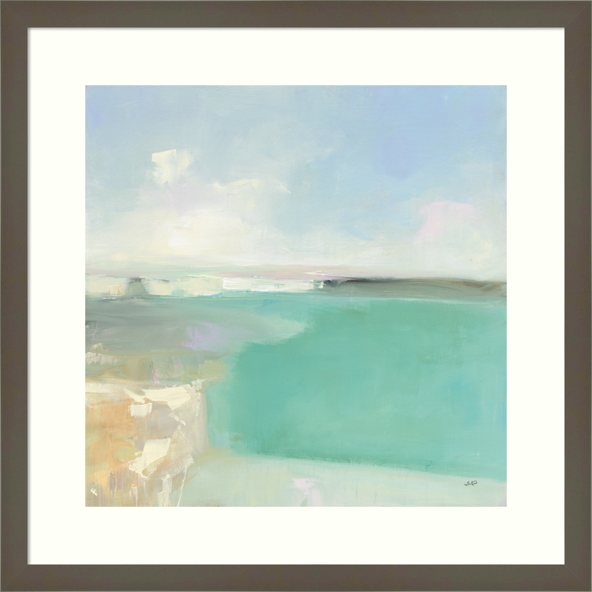 Summer Coastline by Julia Purinton, Gray Framed Paper, 25" H x 25" W