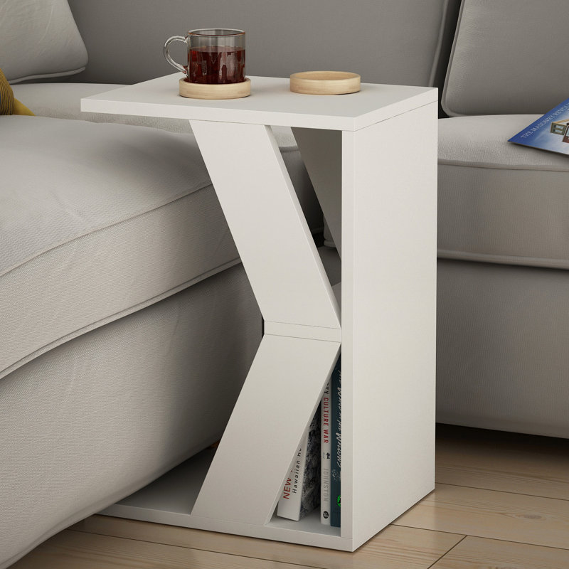 Table de bout avec tablette, Blanc