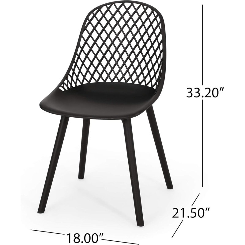  Modern Plastic Dining Chairs Set of 4, Indoor Outdoor Stackable Kitchen Chairs, Black, Black