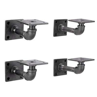 Square Flange Industrial Shelf Bracket Kit - 4 Pack
