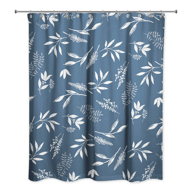 Perine Floral Shower Curtain, Blue