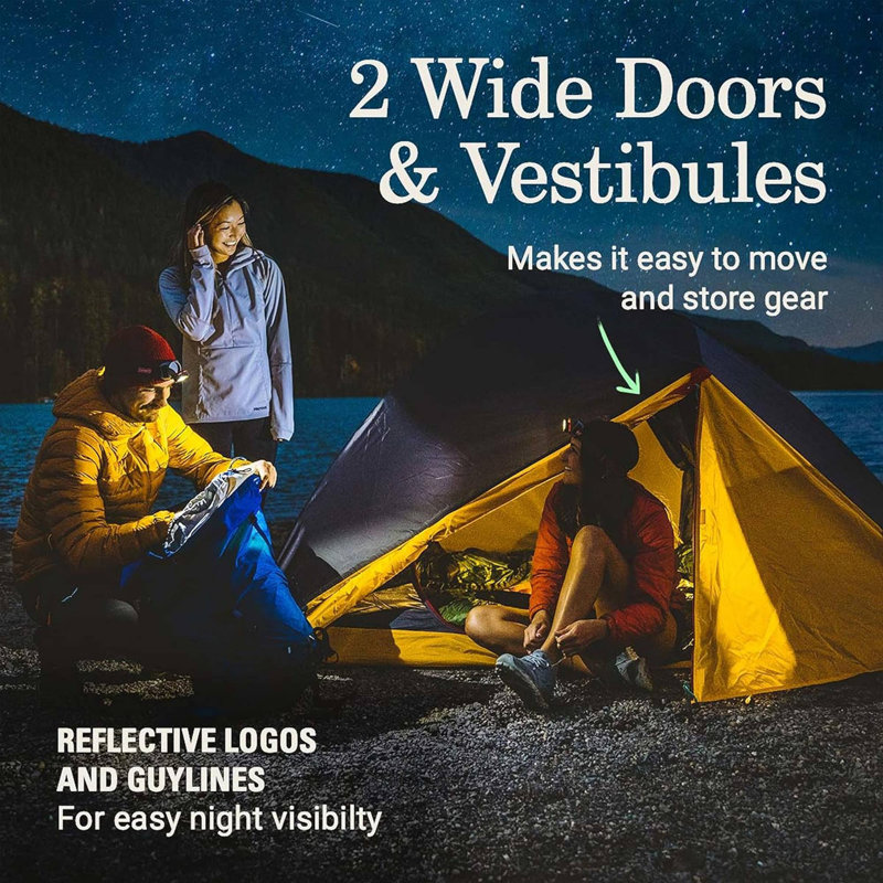 Coleman PEAK1 Premium 3 Person Backpacking Tent w/Waterproof Fabric & Wide Door, 72" H x 45" W x 90" D, 3 Person