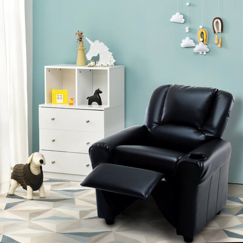 Esca Kids Recliner with 2 Cup Holder, Black