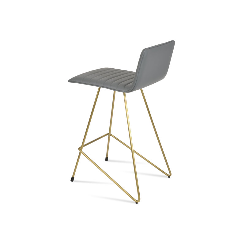 Corona Bar & Counter Stool, Bar Stool (30" Seat Height), Gray, Brass