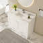 Meuble-lavabo moderne de 43 po avec plateau en pierre frittée Carrara, rangement multifonctionnel et conception durable pour des salles de bain élégantes