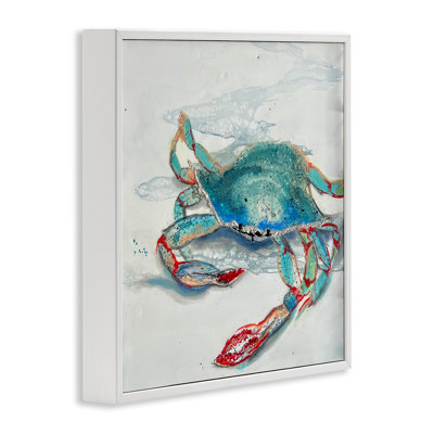 Crabe bleu avec motifs abstraits, estampe numérique, conception de Stacy Gresell
