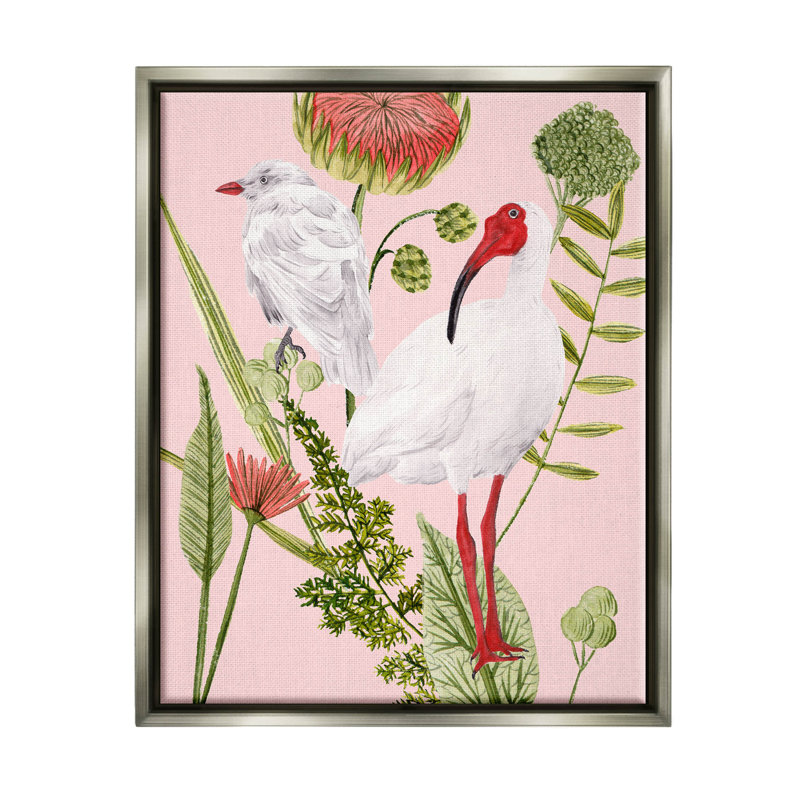Arrangement floral blanc avec estampe numérique par Melissa Wang, H 20 po x l 16 po x P 1,5 po, Cadre flottant gris lustré