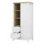 Garde-robe avec porte coulissante, tringles suspendues et tablettes ouvertes