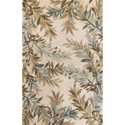 Tapis de couloir en laine ivoire / vert Atish