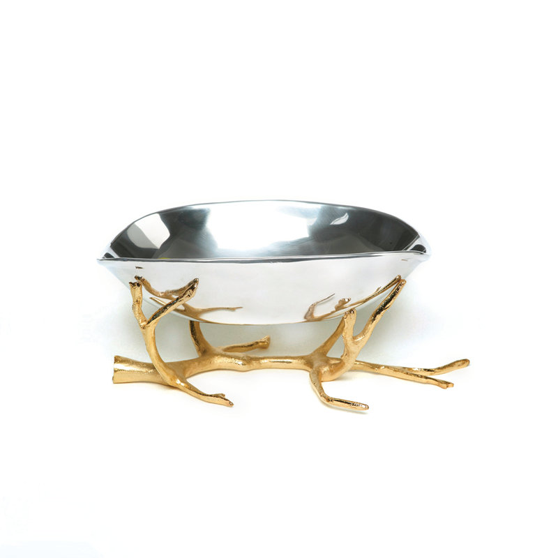 Manzanita Metal Abstract Posh & Luxe Decorative Bowl in Silver/Gold