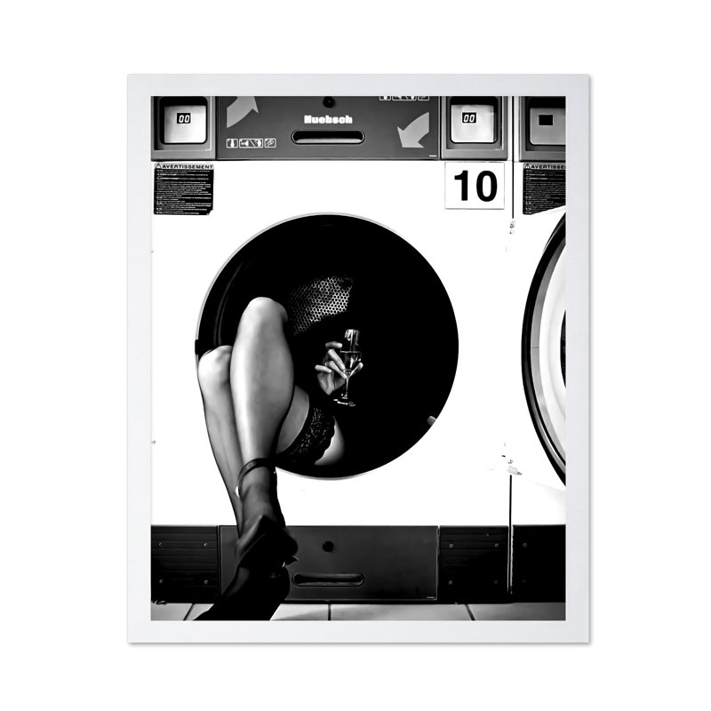 Machine à laver No1, Poster, 12"H x 16"W, White Framed