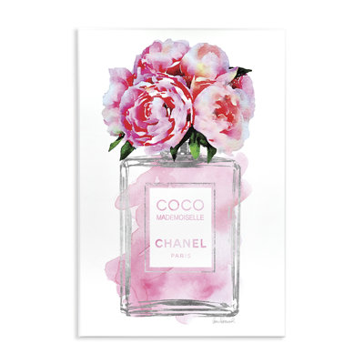 Perfume Bottle Flower Peony by Amanda Greenwood - Graphic Art Print on Canvas