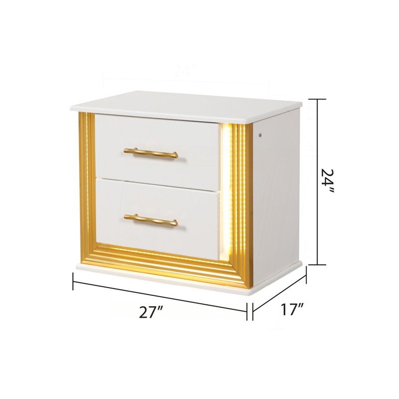 Contemporary Style 5PC King Bedroom Set Made With Wood & Gold Finish