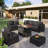 8 Pieces Patio Furniture Set With 44" Propane Gas Fire Pit Table, Conversation Set For Garden, Patio, Backyard-765962825
