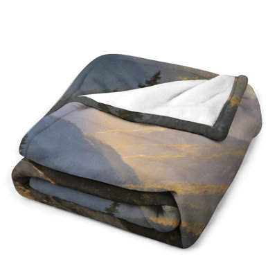 Mountain Sunrise Luxury Flannel Throw Blanket, Soft Warm Fuzzy Blanket for Living Room Sofa Bed Home Decor