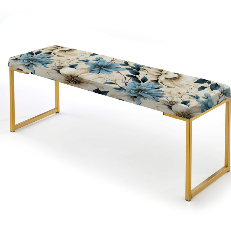 Banc rembourré Sandy Beige et bleu Hydrangea Tranquility III