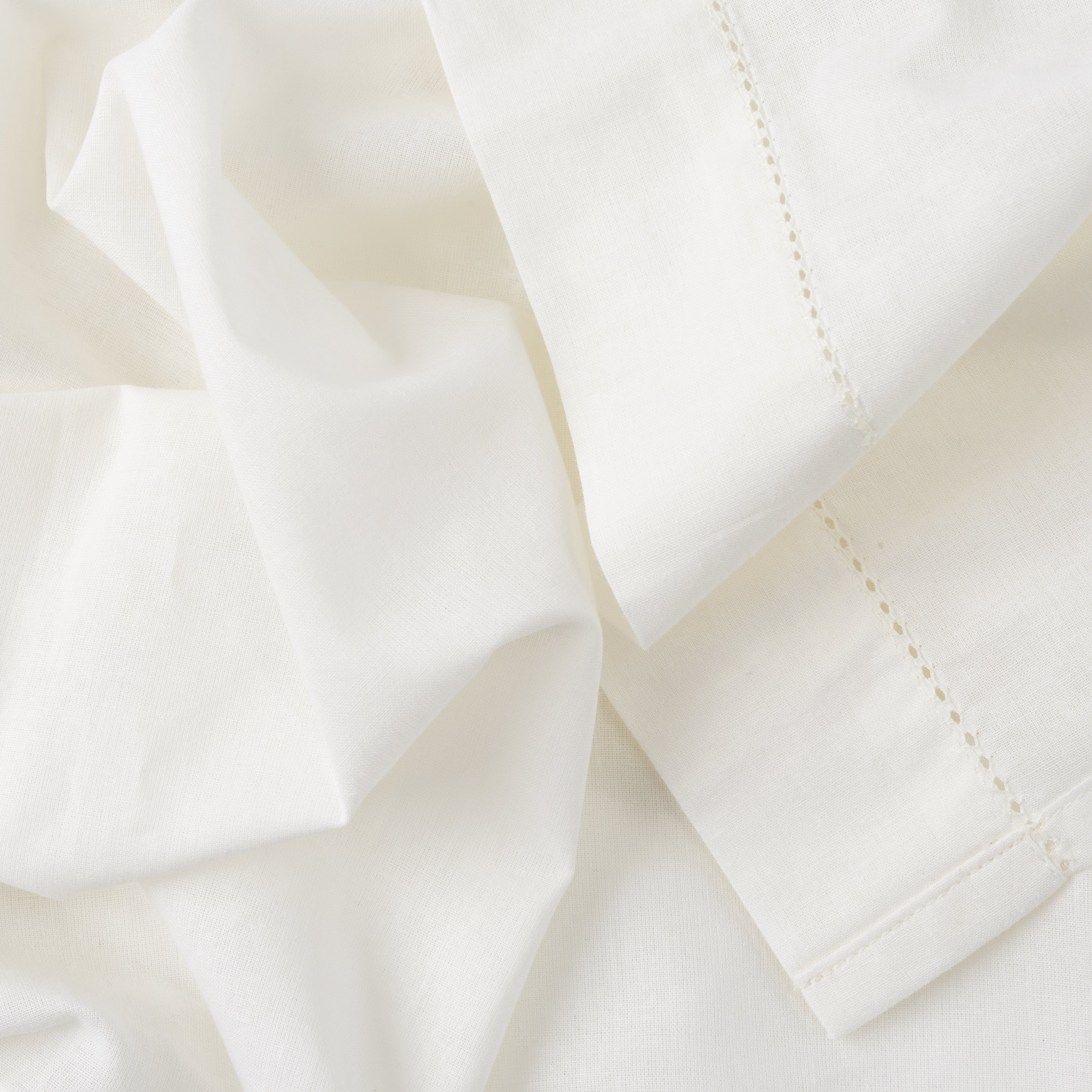 Blandford Premium 100% Cotton Hemstitch Semi-Sheer Cafe Curtain/Tailored Tier Pair 80" W Curtain, Natural, 80" W x 24" L