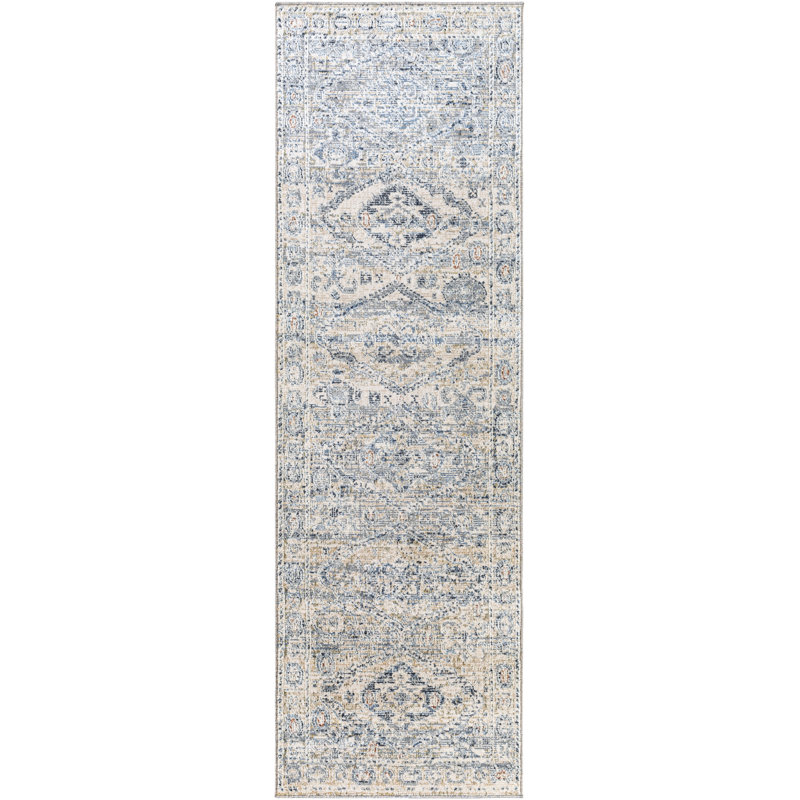 Tapis ivoire à motif floral Diekmeyer, Tapis de couloir 2 pi 5 po x 10 pi