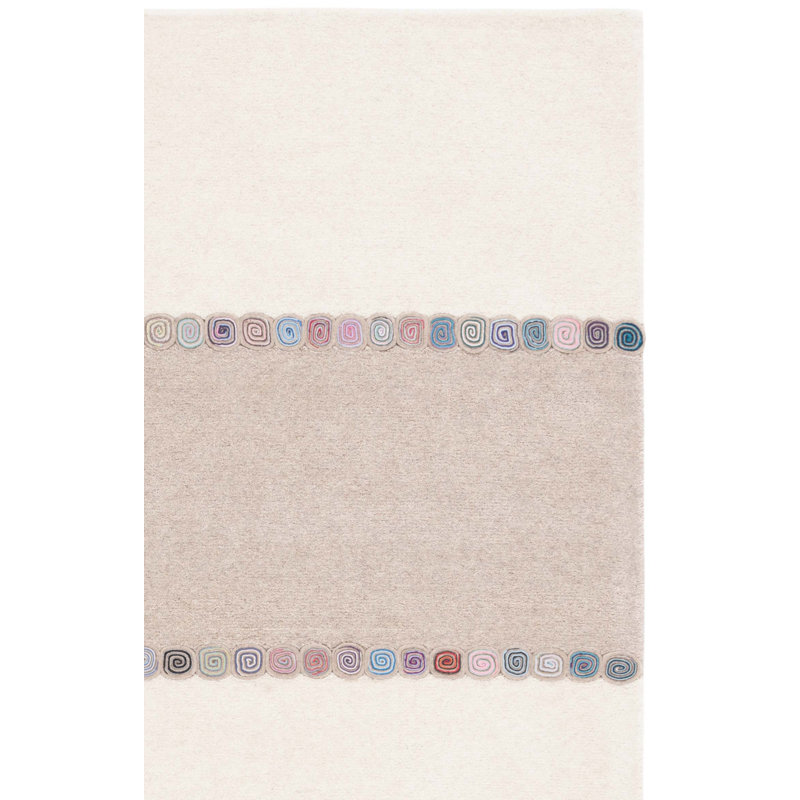 Krislee Hand Tufted Wool/Cotton Striped Rug in Beige/Ivory, Runner 2'3" x 8'