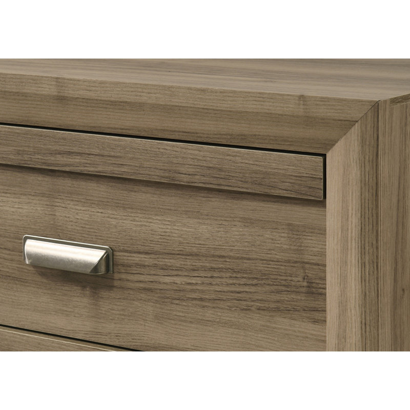 Commode de rangement contemporaine à 6 tiroirs brun clair pour chambre à coucher