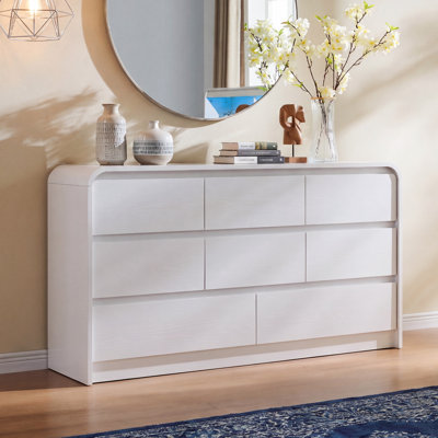 Commode moderne à 8 tiroirs pour la chambre à coucher Maud, commode de 55 po de largeur et commode