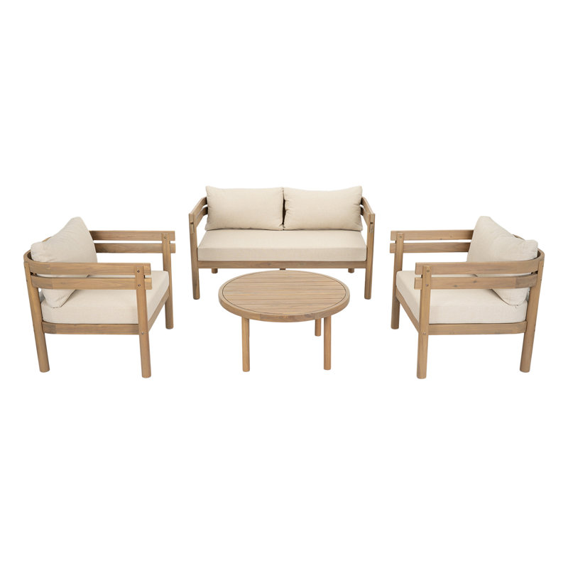 Ensemble de meubles de patio 4 pièces en bois d'acacia