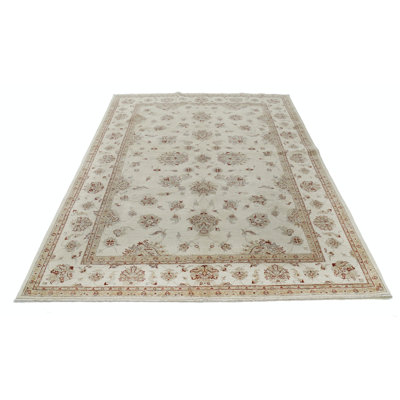 Tapis Oushak traditionnel en laine noué à la main 6,8 x 9,4 pi pour la salle de séjour