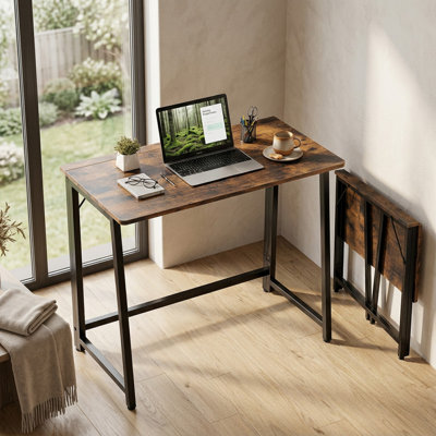 Foldable Home Office Computer Desk, Small Folding Desk For Bedroom, Dorm, Apartment