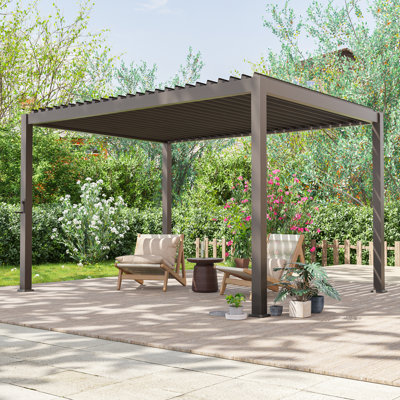 All Aluminum Patio Pergola with Adjustable Louvered Roof