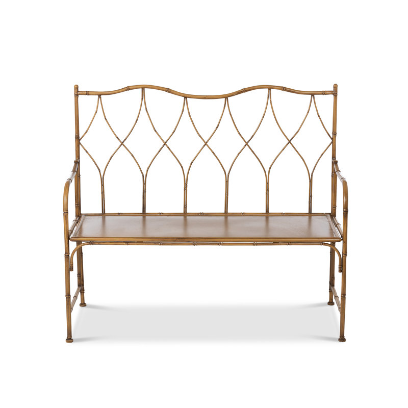 Natural Metal Bamboo-Inspired Outdoor Bench