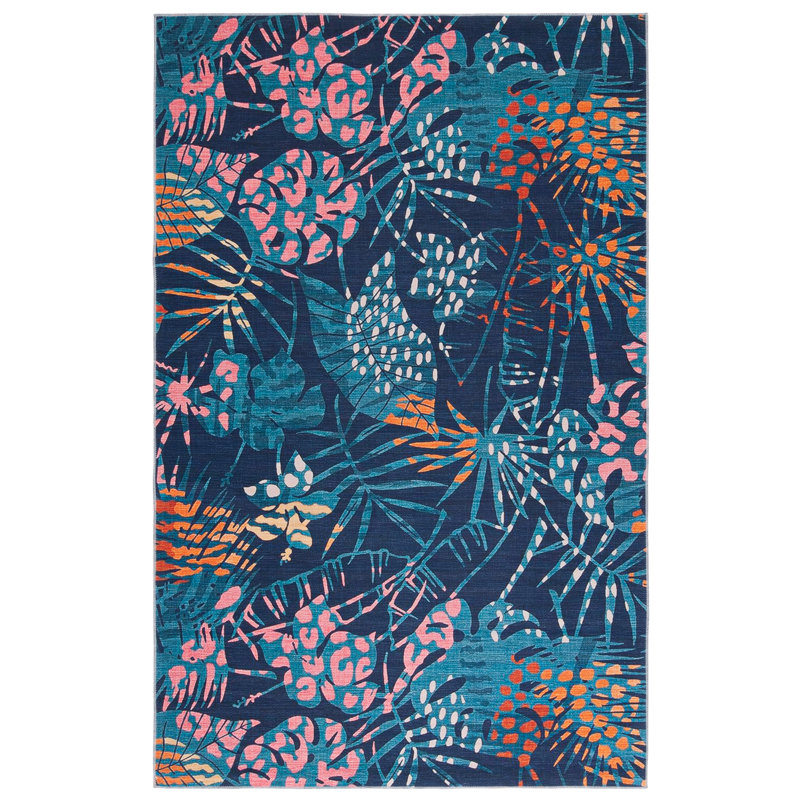 Bhawani Performance Machine Washable Floral Rug, Rectangle 3' x 5'