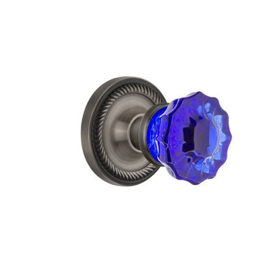 Rope Rosette with Crystal Cobalt Door Knob