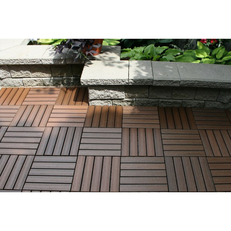 12'' L x 12'' W Plastic Interlocking Deck Tile in Dark Brown