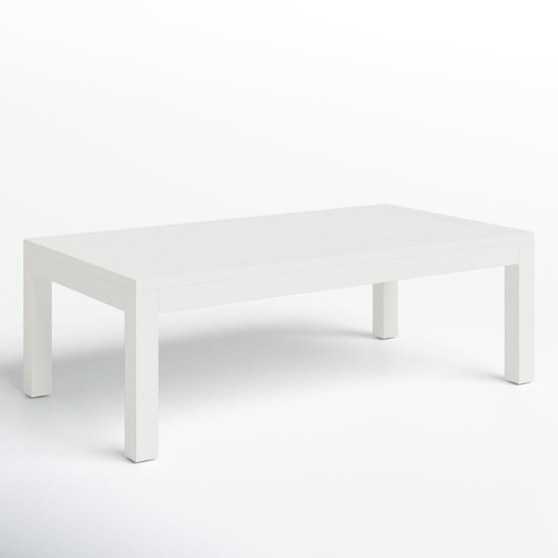 White Aluminum Rectangular Outdoor Coffee Table