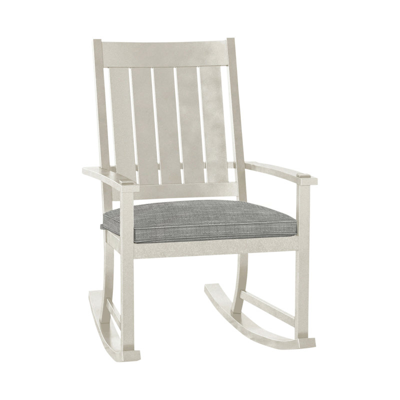 Chaise berçante extérieure à lattes Club Wrought, Welt, Craie, Verona brume