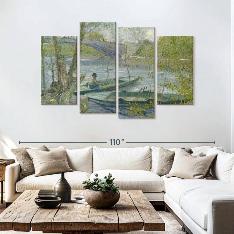 Mehar pêche au printemps, H 54 po x l 84 po